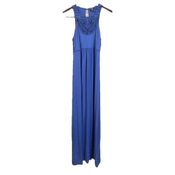 Tommy Bahama Maxi Dress Womens Medium Blue Crochet Vacation Beachy Stretchy - Picture 1 of 7